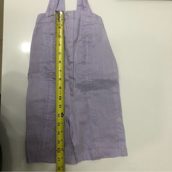 Girls Guayabera Style Lavender Jumpsuit 100% Linen Size 0T = 6-12 Months - Picture 6 of 7
